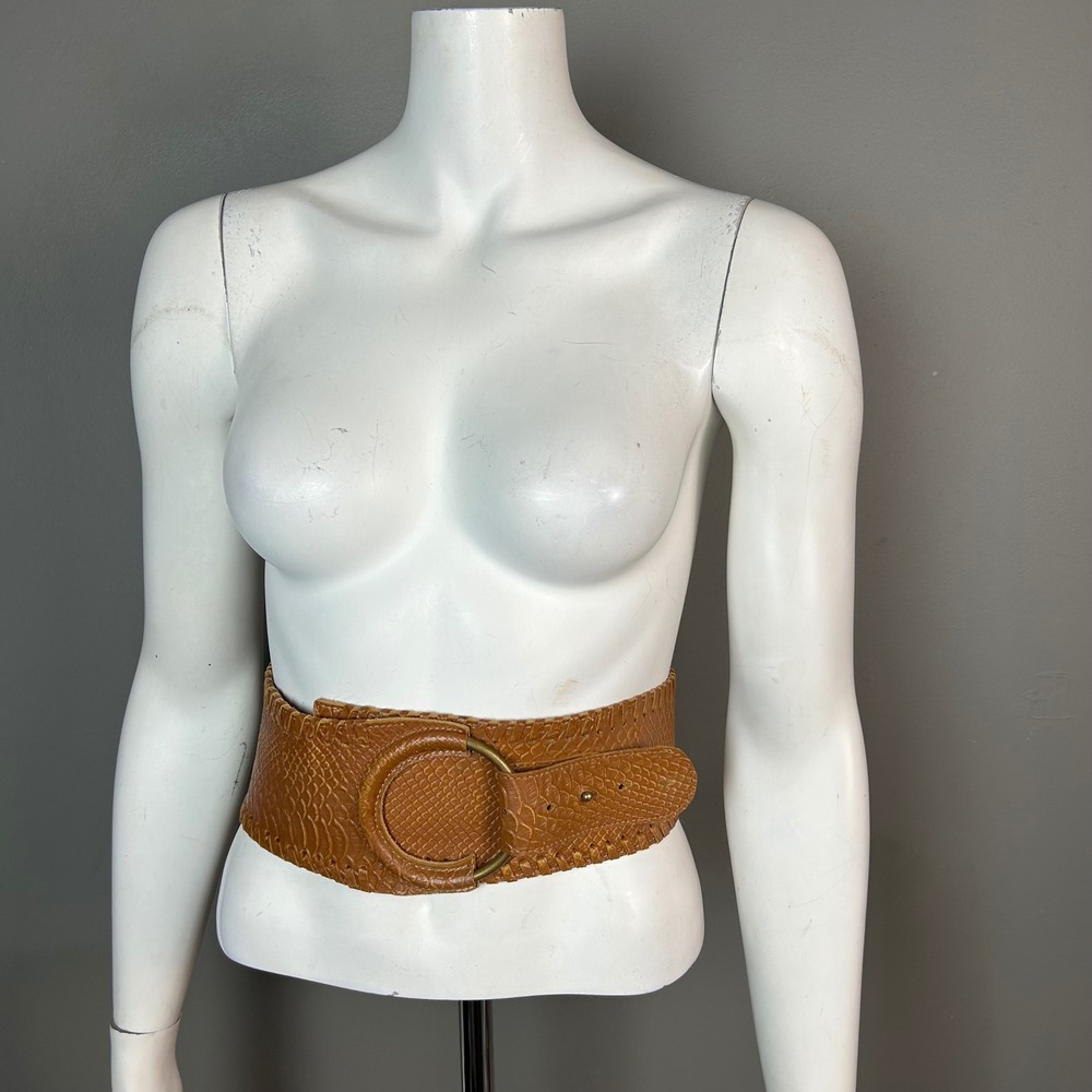 Motif 56 Corset Belt Small Tan Brown Embossed Leather Wide Boho Festival - Picture 6 of 12